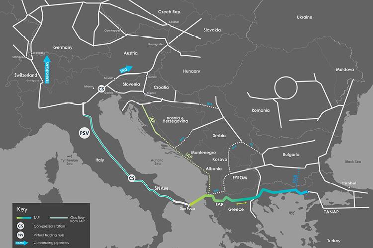 Доставките на природен газ по Трансадриатическия тръбопровоз (TAP) за Европа достигнаха 60 милиарда кубически метра